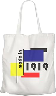 Grande borsa per la spesa, da spiaggia, per studentesse, anno personalizzabile, prodotto in stile Mondrian Bauhaus di Stijl, regalo di compleanno