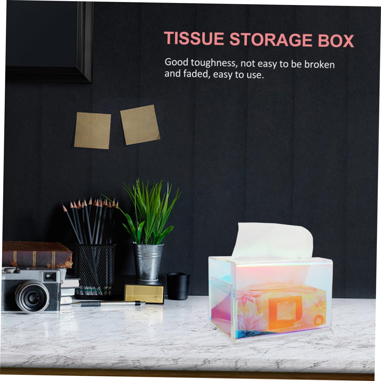Zerodeko Colorful Tissue Box Cover Decorative Tissue Holder Bottom Belt Plastic Storage Container for Home Office and Restaurant Use