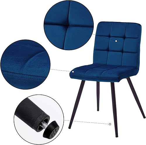 Miniatura 5 de DUHOME Juego de 4 sillas de comedor de terciopelo, sillas de comedor modernas de mediados de siglo con patas de metal, sillas auxiliares, sillas de