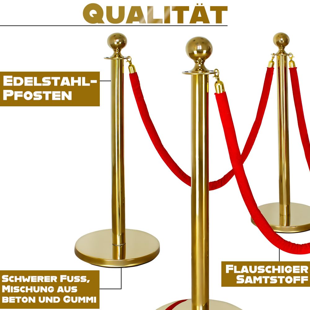 4 części Queue Bariera Bariera Kontrola Miejsca Stoisko Bezpieczeństwo Liny Pasy Czerwone Złote V2Aox