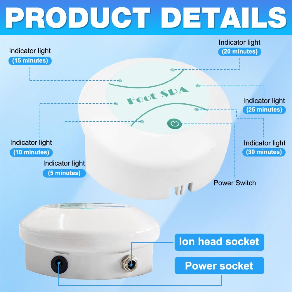 Desintoxicación de iones para pies, baño de pies de iones desintoxicación, baño de pies iónico para desintoxicar, pies de desintoxicación, spa portátil para uso doméstico (sin platilla)
