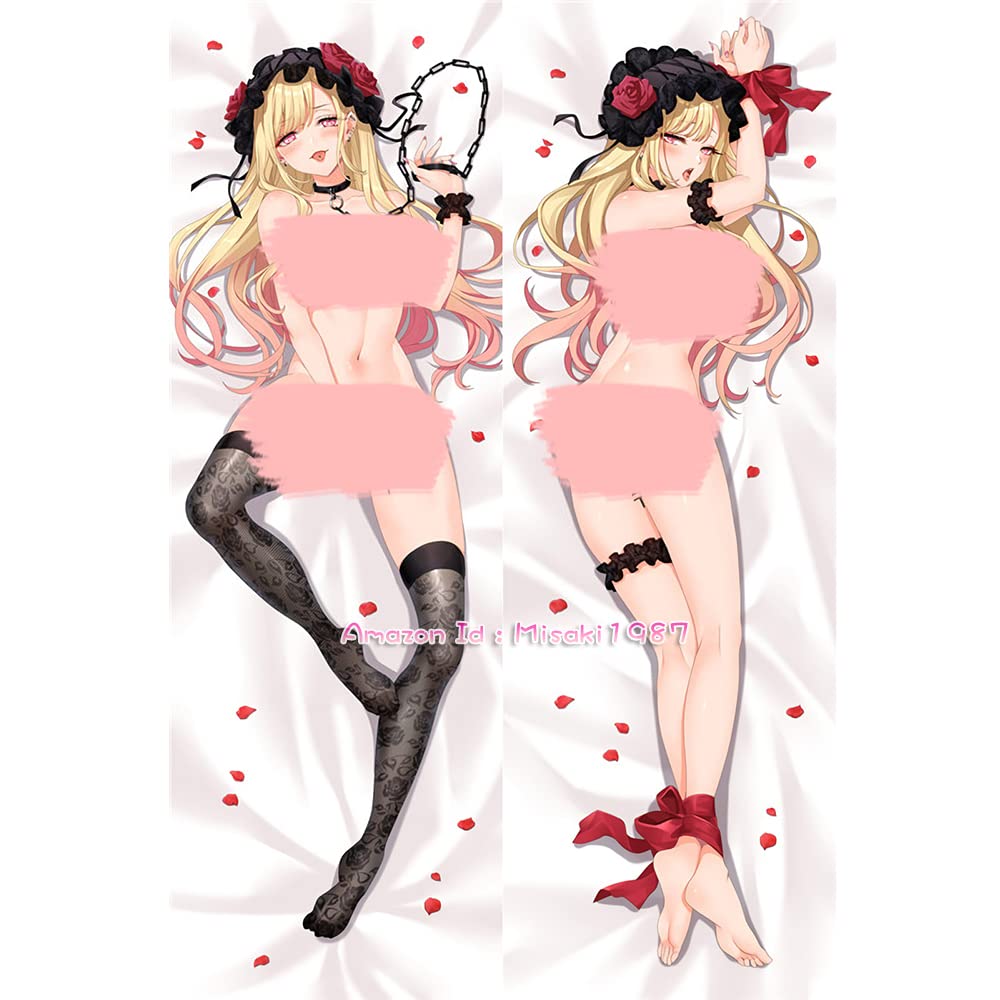 MISAKI1987 My Dress-Up Darling Marin Kitagawa Anime Girl Dakimakura Hugging Body Pillow Cover Case 150cm X 50cm Peach Skin, Multicolor - 