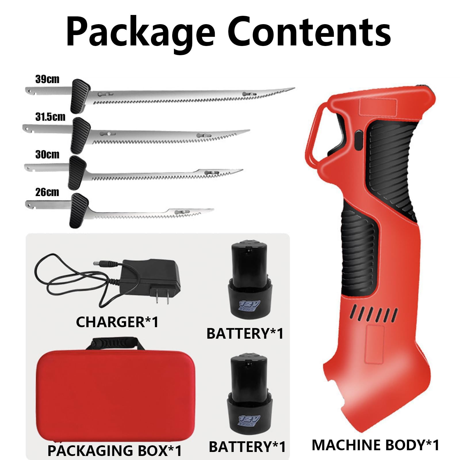 Cuchillo de filete eléctrico, Cuchillo alimentado por batería, Cuchillas alternativas de 12 V Cuchillo de pan serrado con mango antideslizante con 4 cuchillas y 2 baterías para el hogar,picnic