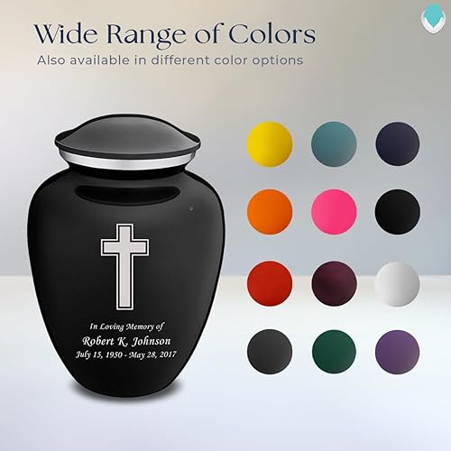 Miniatura 8 de Geturns Embrace - Urnas de cremación cruzadas personalizadas para adultos para cenizas humanas, urna funeraria grande negra para mujeres y hombres,