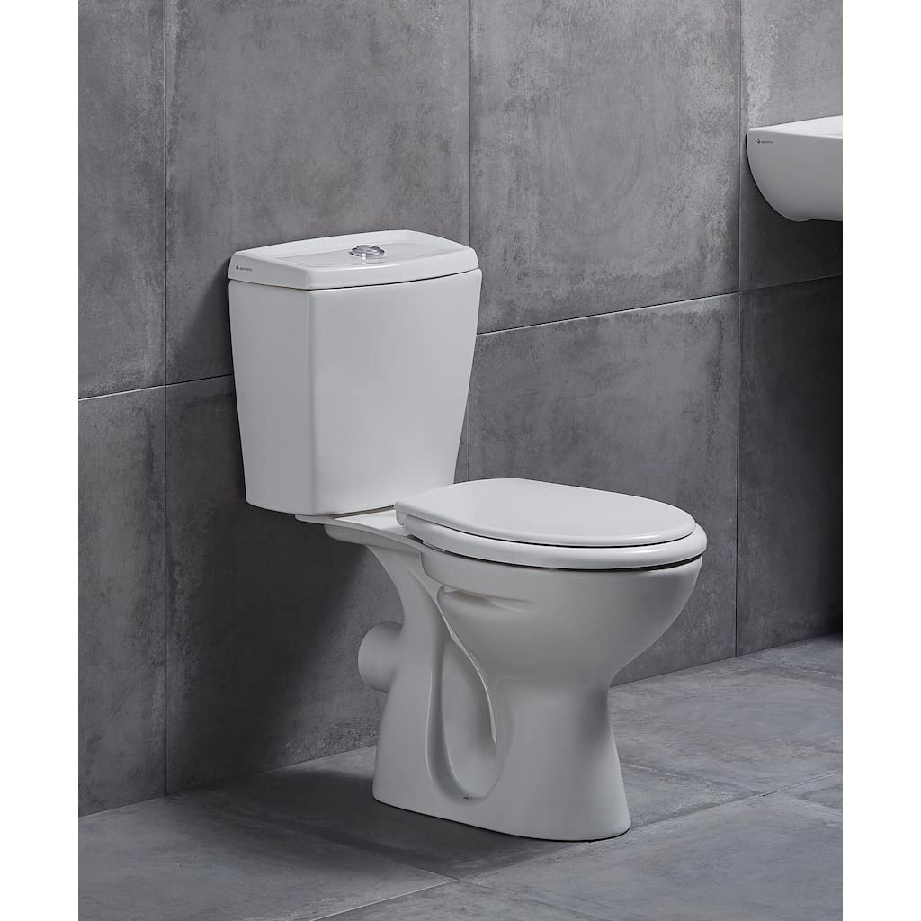 Toilettes sur pied avec fonction taharet et sortie murale horizontale, avec chasse d'eau en céramique et siège de toilette à fermeture douce, ensemble complet