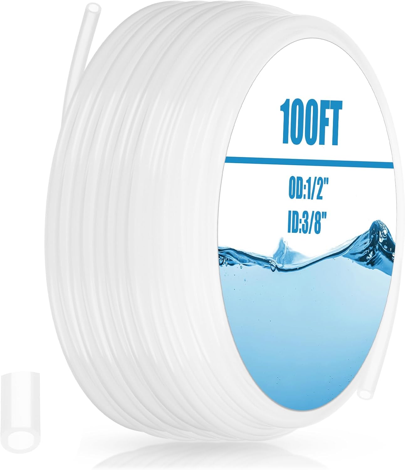 Nuanchu 100ft Polyethylene Tubing, 1/2" Od, 3/8" Id, 1/16" Wall Polyethylene Tubing Food Grade White Translucent Hose for Water, Beverage Pump, Homebrew, Brewing