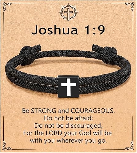 Mens Cross Bracelet for Teen Boys Gift Ideas, christmas stocking stuffers for Teens, Christian Religious Jewelry Gifts for Son from Mom Catholic Baptism Confirmation Birthday Gifts for Son Grandson Nephew