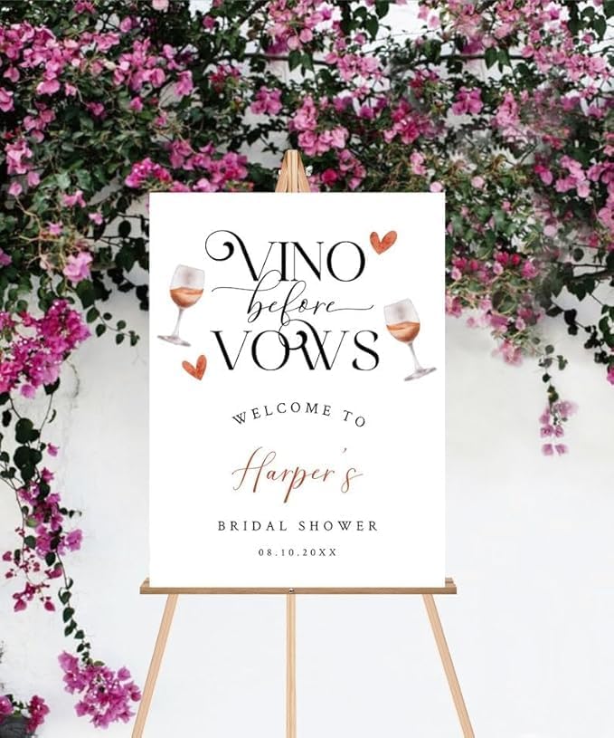 Amazon.com : Personalized Vino Before Vows Bridal Shower Welcome Sign ...