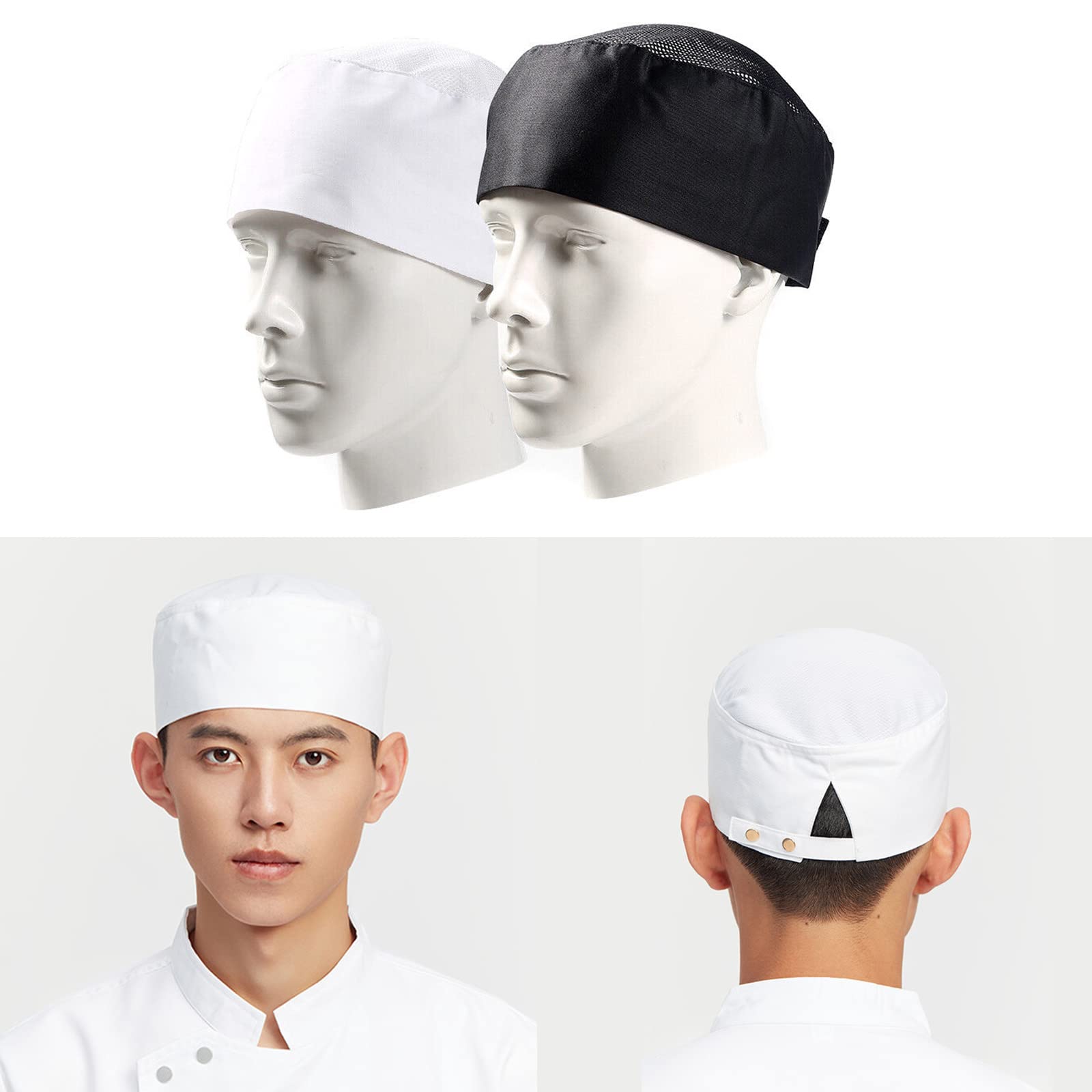 2 Piezas Sombreros de chef unisex para cocina, Gorros de chef, gorro de gastronomía, gorro de cocina para servicio de alimentos, hogar ajustable