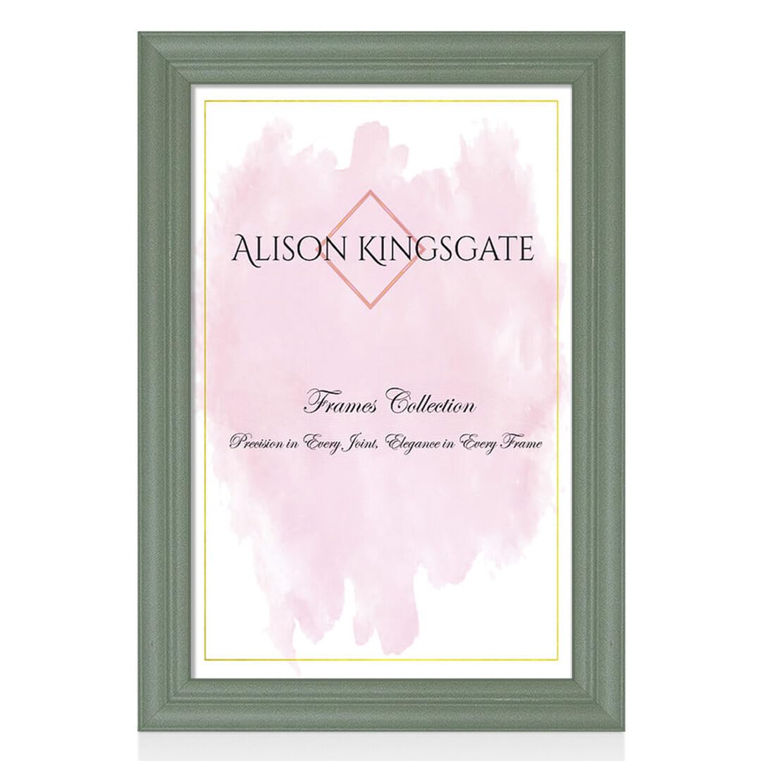 Alison Kingsgate Green Classic 6X8 Photo Frame-Engineered Wood Picture Frames With Shatterproof Perspex - Ideal For Certificates & Artwork-Wall Mount Or Tabletop - Multiple Sizes & Colours Available
