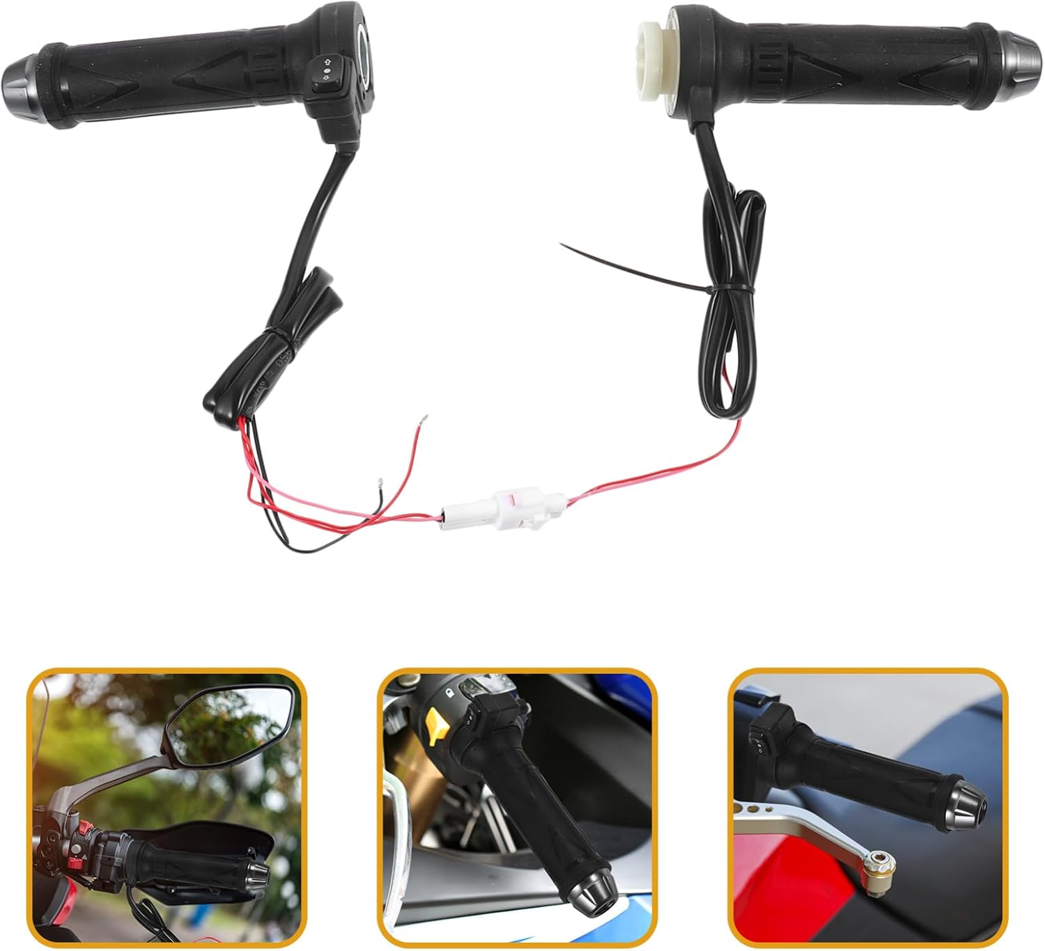 Amosfun 2Pcs Motorcycle Heated Grips Winter Warm Handlebar for Motorbike Durable Comfortable Heated Hand Grip for Cold Weather Protection