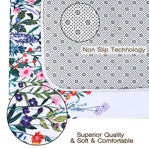 Livilan Floral Bath Mat, Floral Bathroom Rug, Thick Soft Memory Foam Non-Slip Flower Bathroom Floor Carpet, Decorative Bath Rug Machine Washable, 16" X 24" #TOP1