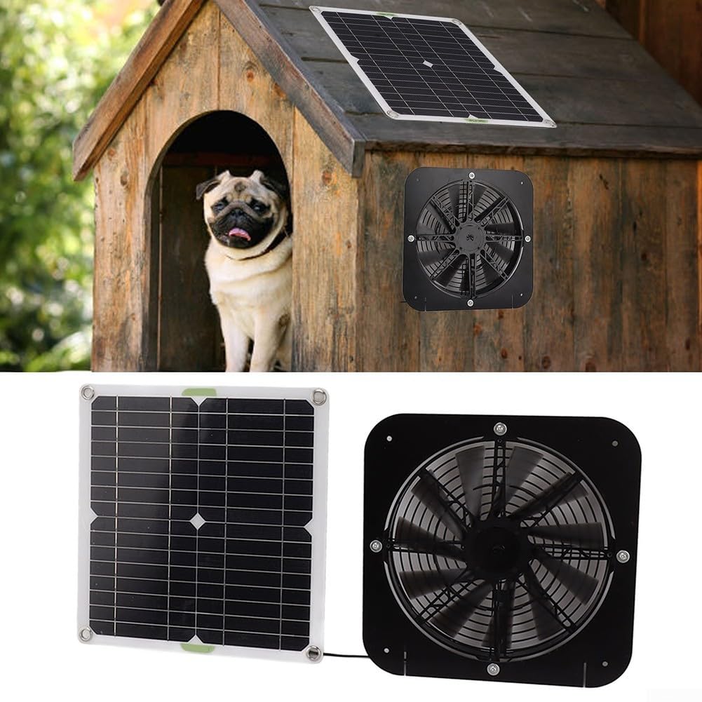 Extractor solar, 50W Ventiladores Industriales, Ventilación Eficiente, Impermeable, Para Gallineros, Invernaderos, Cobertizos, Casas de Mascotas