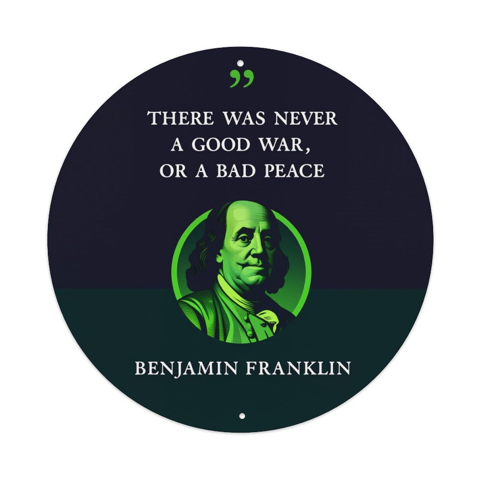Benjamin Franklin Quote Circle Design Round Tin Sign Vintage Style Metal Sign Home Bar Garden Wall Plaque Decor Metal Poster 8x8 Inch