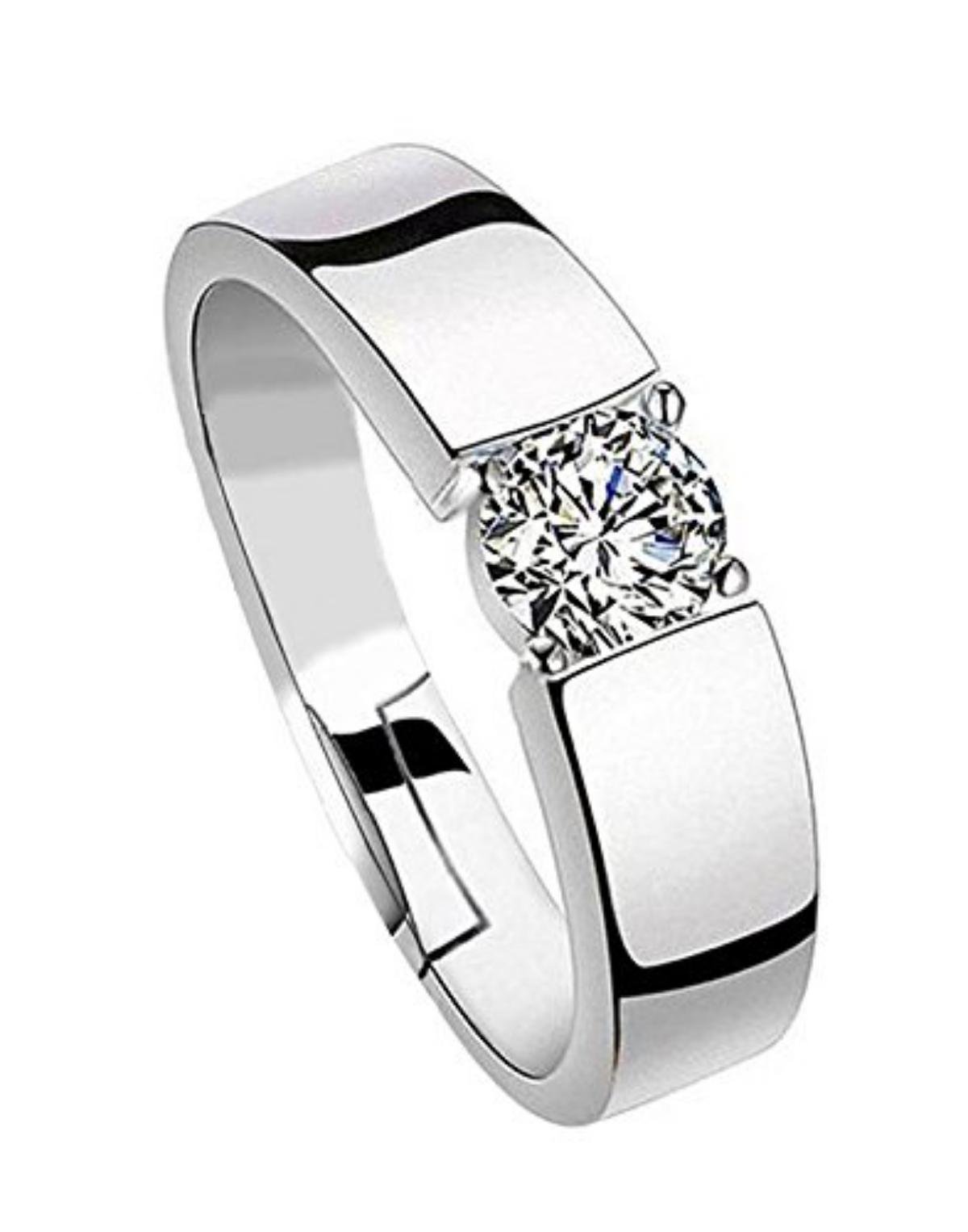 dc Jewels Silver Plated Solitaire Adjustable Ring for Men (B07BFR4C3C) Amazon Price History, Amazon Price Tracker