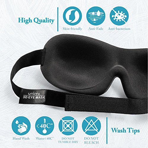 (4packs) Unimi Sleep Mask for Woman and Man, Upgraded Contoured 3D Eye Mask Eye Cover, Comfortable Sleeping Mask No Pressure On Your Eyeballs, Create Total Darkness Black Purple Blue Grey Navy