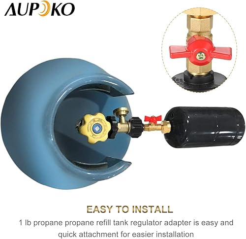 Miniatura 6 de Aupoko QCC1 Adaptador de presión de recarga de propano acoplador, para parrilla de campamento, tanque de botella de propano de 1 libra, cilindro de