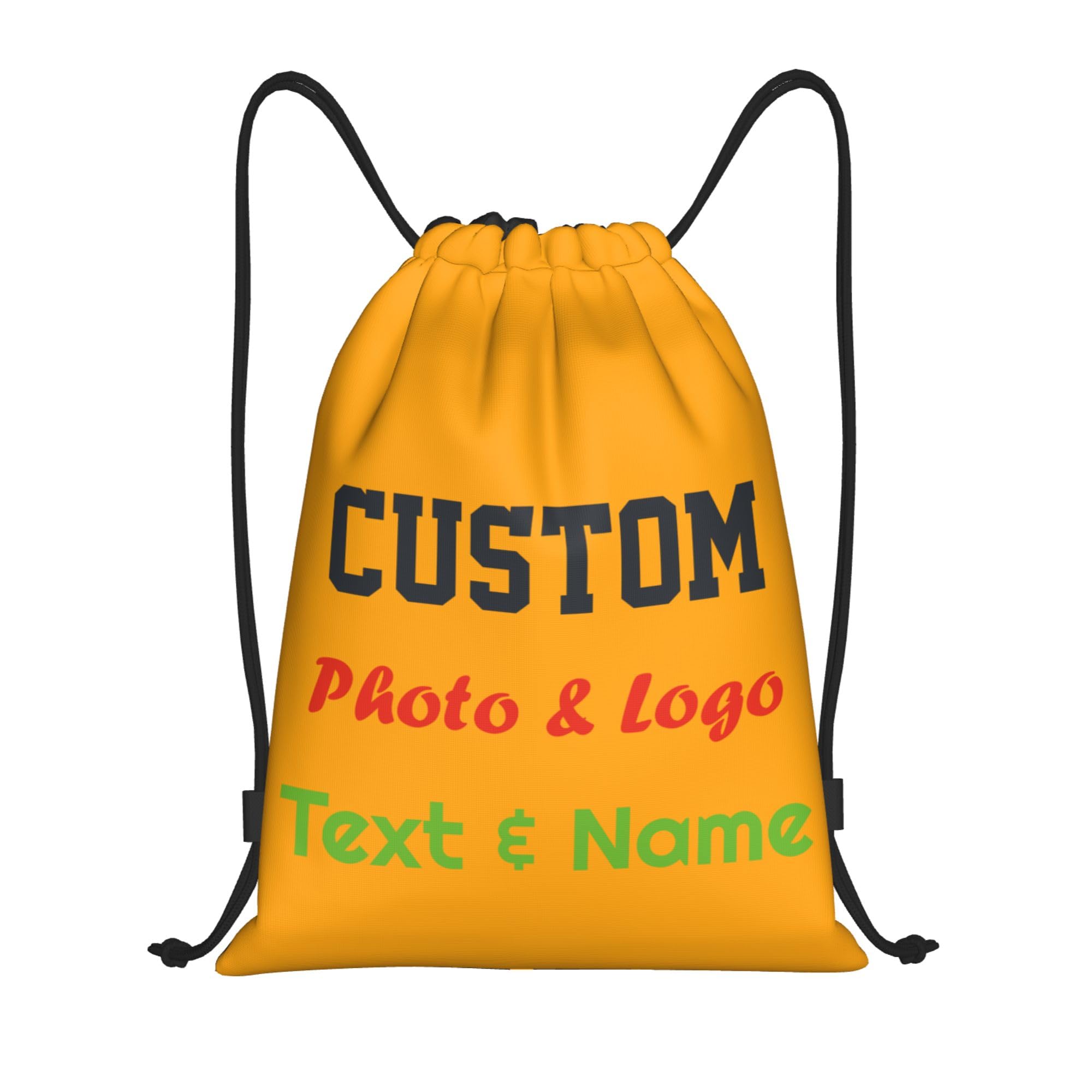 Personalised Drawstring Bag Custom Drawstring Backpack with Your Own Photo/Logo/Text/Name, Design Drawstring Gym Swimming Yoga Bag for Kids Women Men, Customised Knapsack for Sports Business, Pink, S โ image 1