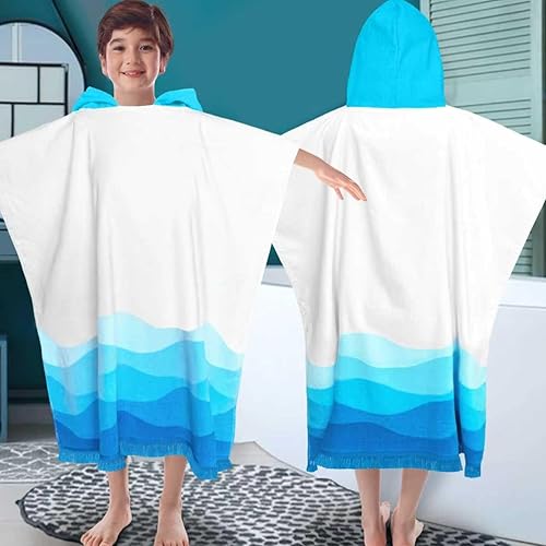 Miniatura 37 de VOOVA & MOVAS Toallas de baño con capucha para niños pequeños (2-6 años, 24 x 48 pulgadas), poncho de algodón para piscina, perfecto para nadar