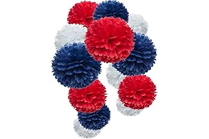 Red, White, and Blue Tissue Paper Pom Pom Garland