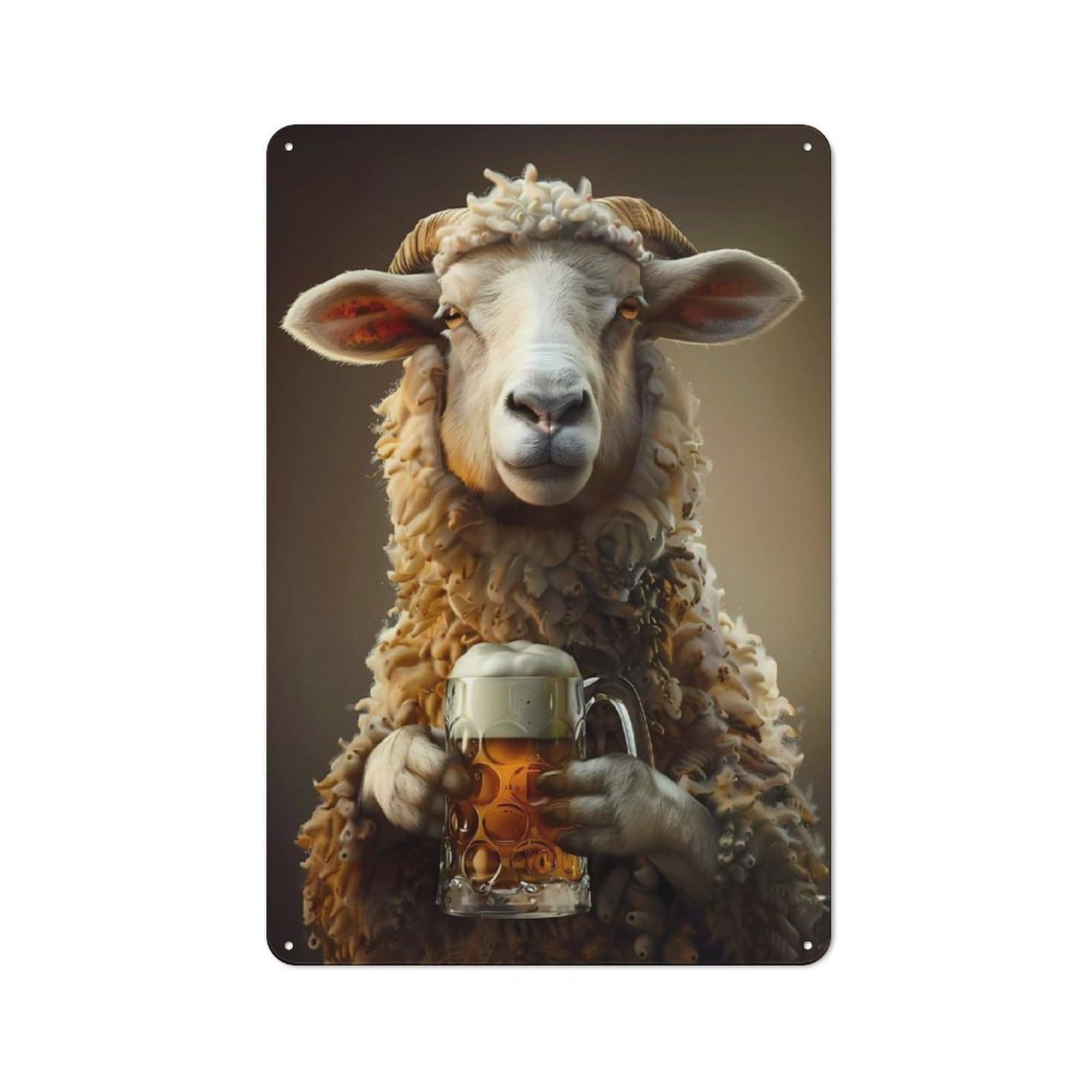 Junmoney Style-13 Sheep Beer Farmhouse Metal Sign 30X20cm, Rustic Country Wall Plaque For Farmhouse Kitchen, Pantry Or Dining Area