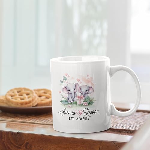 Miniatura 10 de Taza blanca personalizada para parejas de erizo lindo con nombre, tazas de café para parejas, regalo de taza de té de erizo para amantes del erizo,