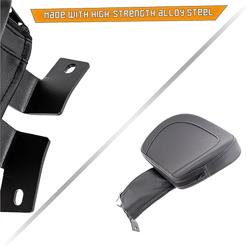 Miniatura 4 de Kinglemc Respaldo ajustable Driver Rider Touring para Harley Fatboy Heritage Softail Classic FLSTC 07-2020 (negro con tachuelas)