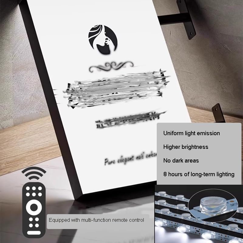 Solar Metal Poster Holder, Outdoor Waterproof Menu Light Box, Cabu Frame Wall Mounted Billboard, Solar 3D Backlit Menu Board for Restaurant Shop(40x80cm)