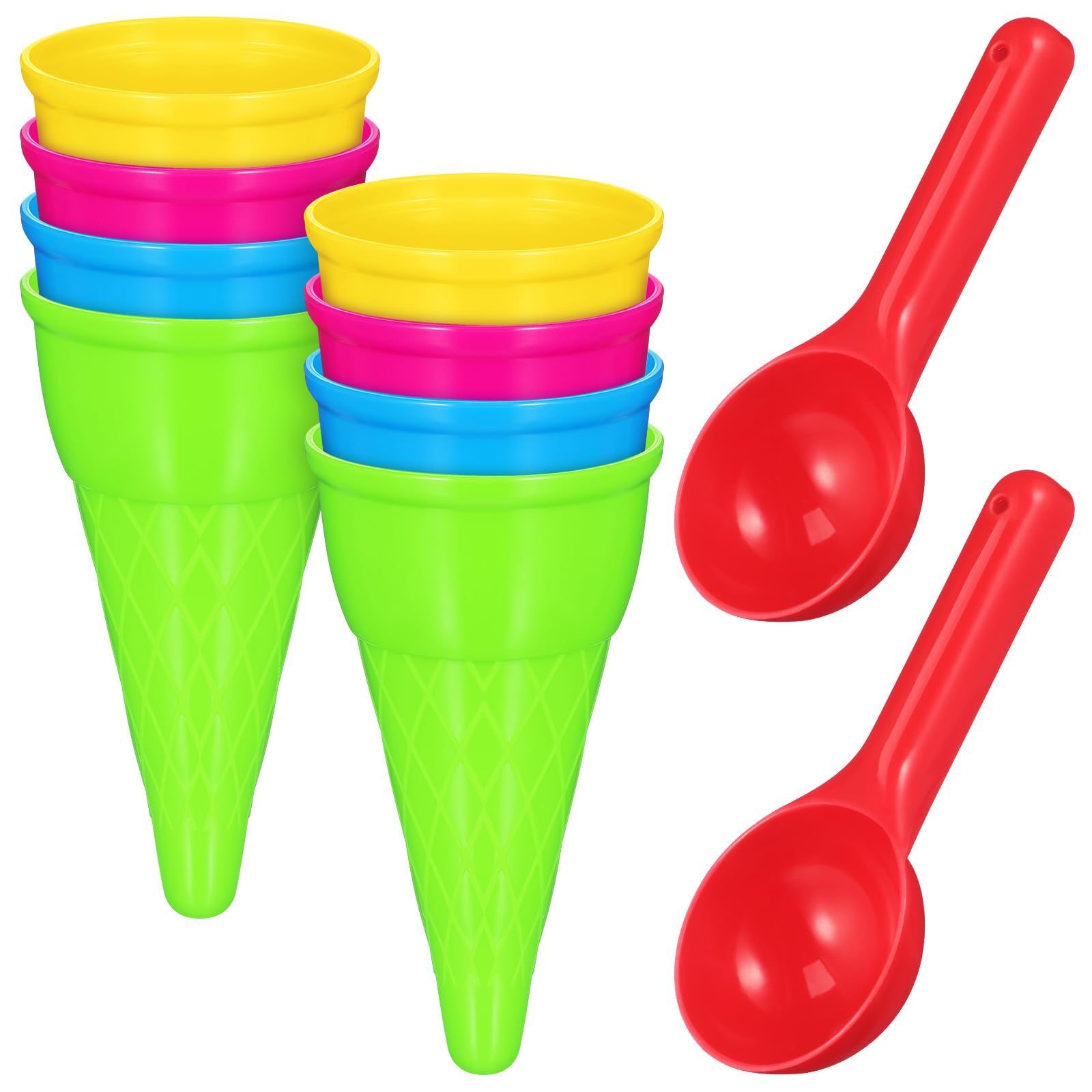 TOYANDONA Kids Beach Toys - 10pcs Ice Cream Cone Sand Toys, Plastic Ice Cream Cones Cups And Scoop Set, Summer Sandbox Mold Set for Outdoor Play Backyard Seaside Activities Sensory Table