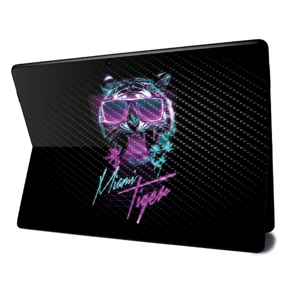MightySkins Carbon Fiber Skin for Microsoft Surface Pro X - Miami Tiger | Textured Carbon Fiber Finish | Easy to Apply, Remove, and Change Styles | Made in The USA