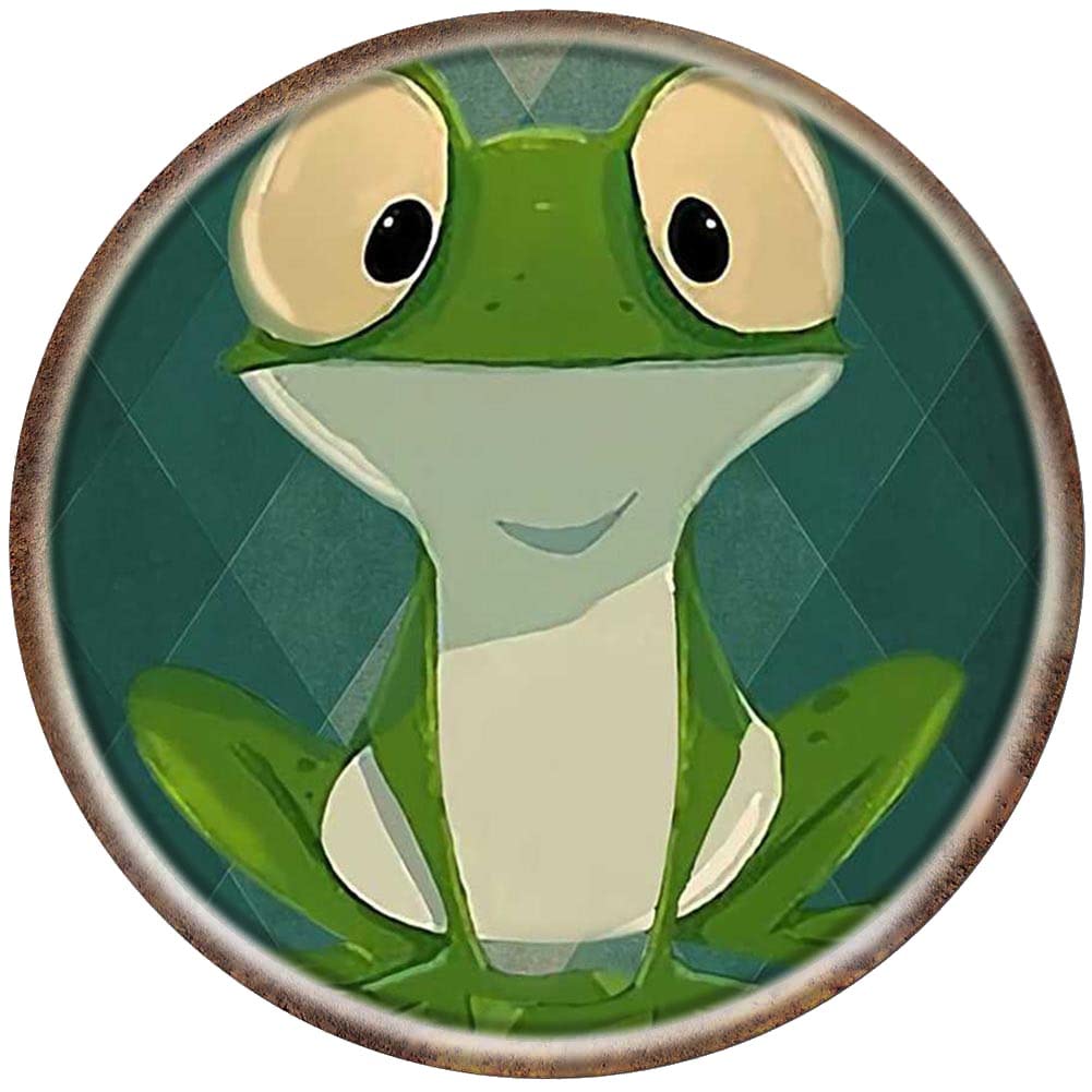 Frog Poster Toilet Frog Toilet Poster Pretty Butt Round Tin Sign, Wall Decor, Metal Sign, Home Bar, Garage Tin Sign 12x12inch
