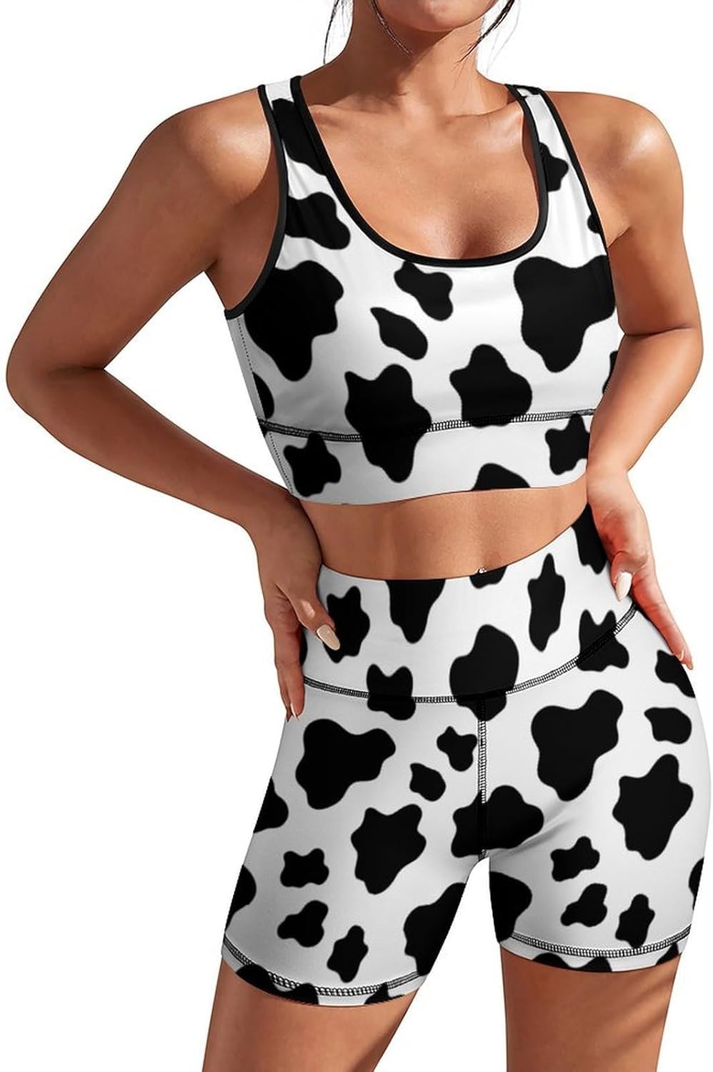 Women's Yoga Outfit 2 Piece Set Workout Athletic Shorts High Waist Leggings Sports Bra Set Gym Clothes