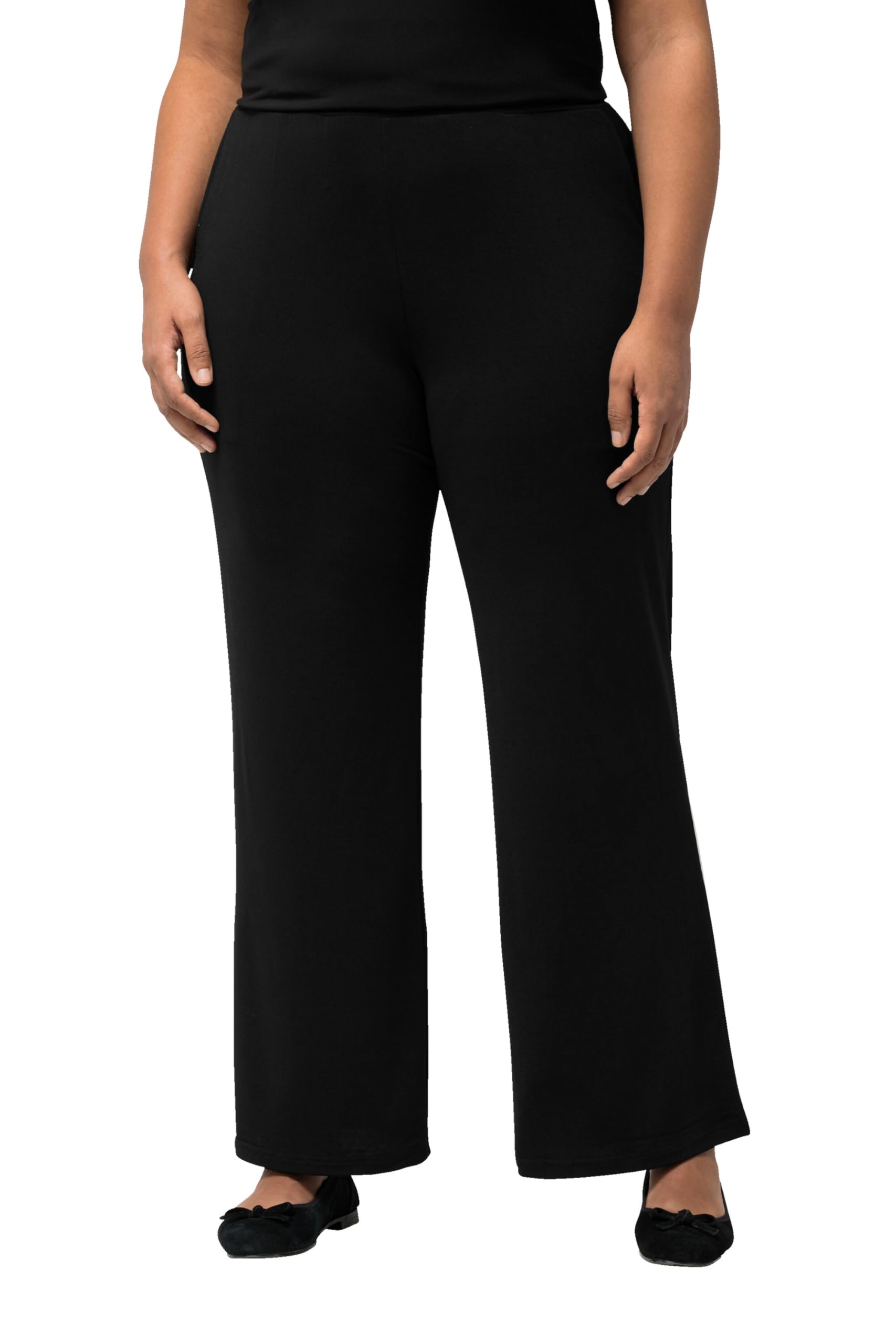 Ulla Popken Damen große Größen Übergrößen Plus Size Hose, Jersey, weites Bein, Elastikbund 806364