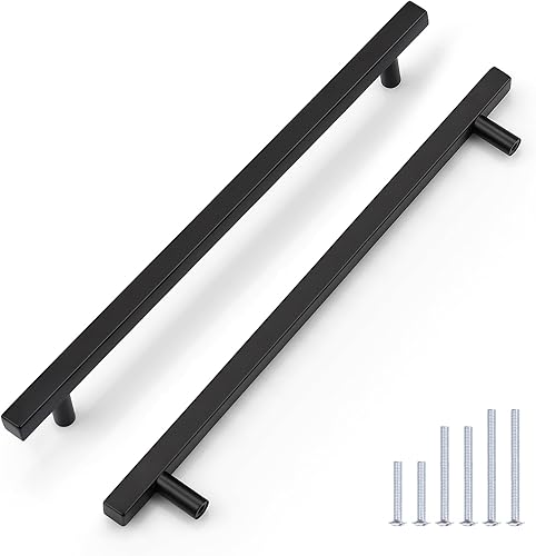 Miniatura 8 de KNOBWELL Paquete de 20 tiradores negros de 5 pulgadas, manijas de puerta de armario de cocina, tiradores de acero inoxidable para cajones de