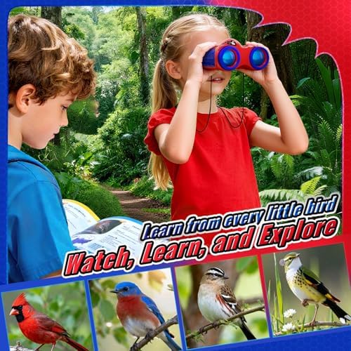 Boy Toys Age 3-12,Binoculars for Kids with Bird Watching Manual&Compass,Outdoor Camping Backyard Toddler Toys,3 4 5 6 7 8 9 10 11 12 Year Old Xmas Birthday Gifts,3-4 4-6 6-8 8-12 Year Old Kids Gift - 2