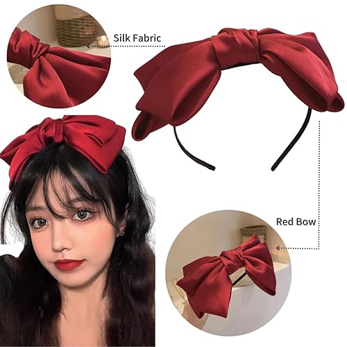 Miniatura 8 de AIUPUOC Diadema de lazo negro francés para niñas, diadema de nudo negro para cabello grueso para mujer, accesorios para el cabello, cinta de moda,