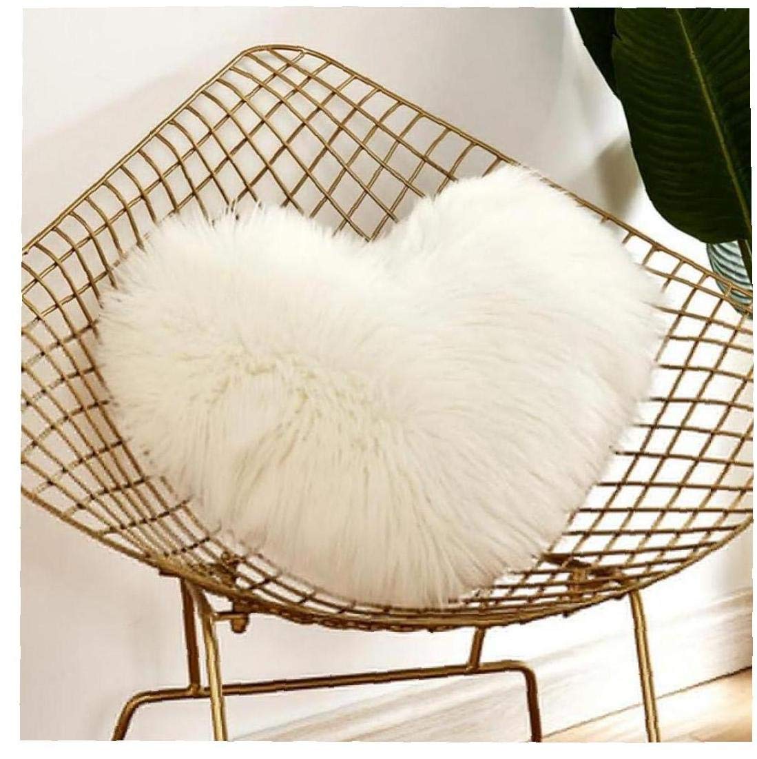 AMOYER Heart Shaped Plush Wool Cushion Covers Fluffy Soft Throw Pillow Cover Pillowcase Pillowslip Sofa Decor Washable