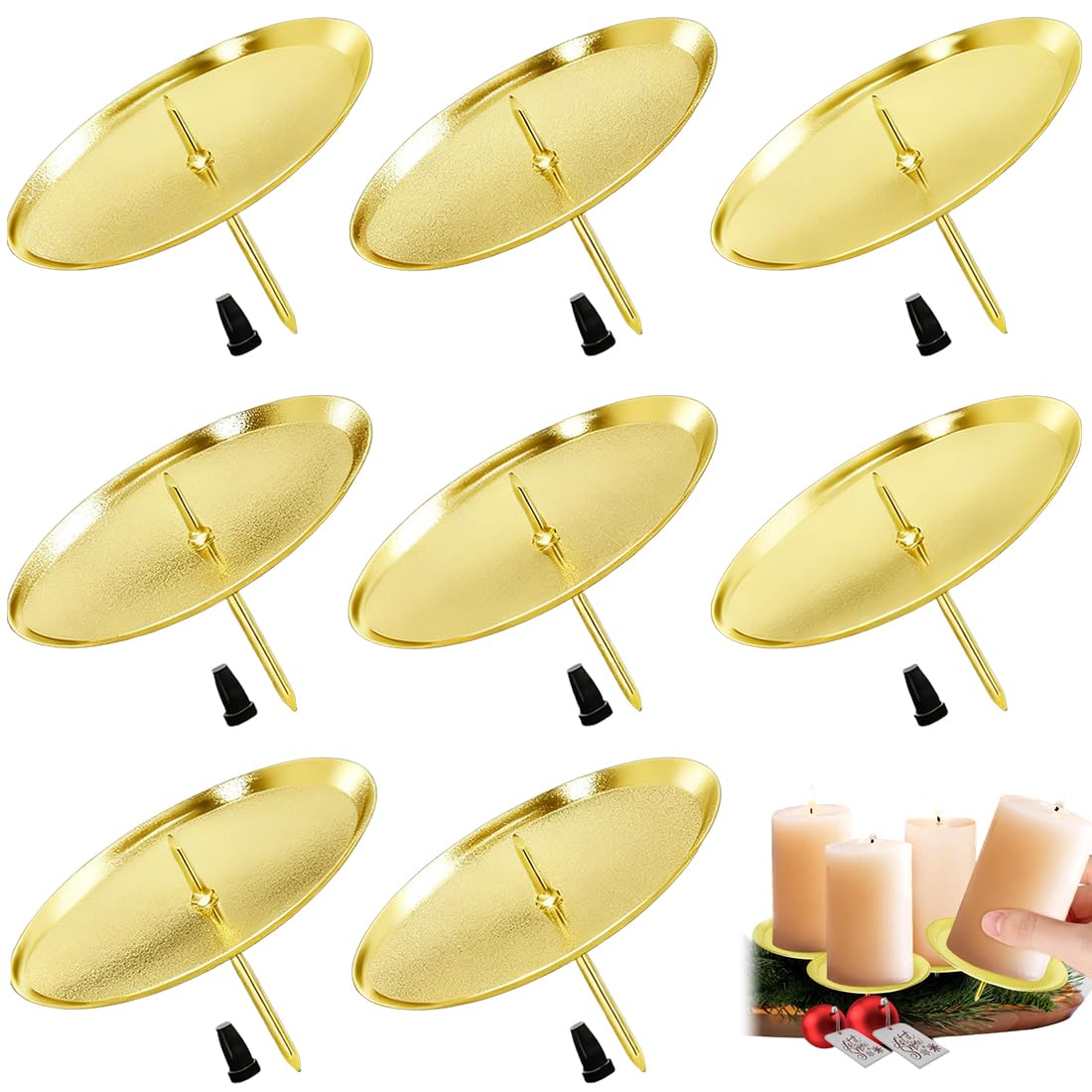 6 Pièces Bougeoir Noël De L'avent,Chandelier De L'avent,Support Bougie Avec Pic,Bougeoir Pour Bougies De L'avent,Bougeoir Pour Couronne De L'avent,Candle Holder Pour Décorer Des Couronne (Doré