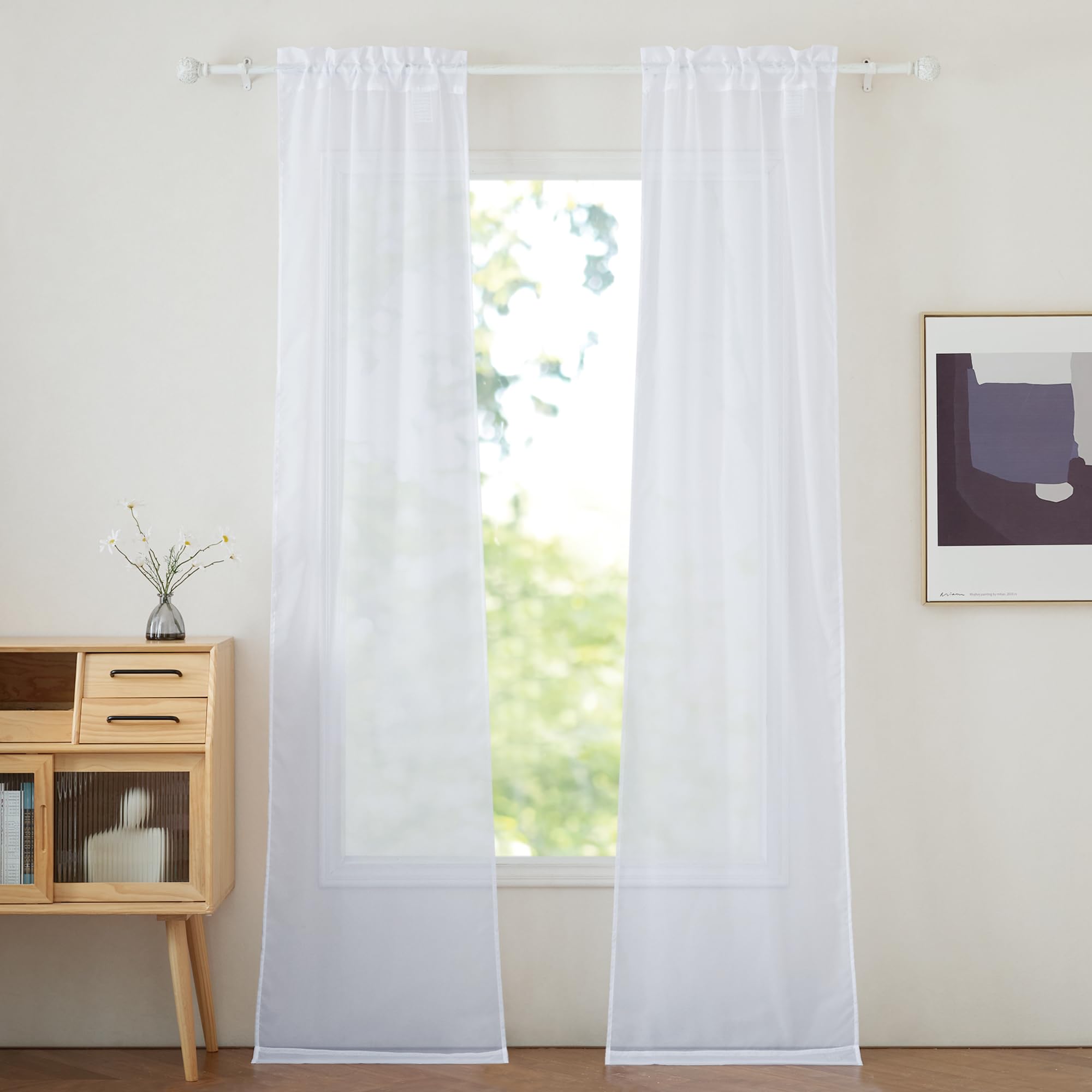 PONY DANCE Cortina Puerta Cocina Cortinas Trasparente Cortinas para Salon 60x240 cm Visillos Dormitorio Visillos Blancos Cortina Ventana Cortinas Rusticas, 2 Piezas Global Recycled Standard Global Recycled Standard OEKO-TEX STANDARD 100 Global Recycled Standard