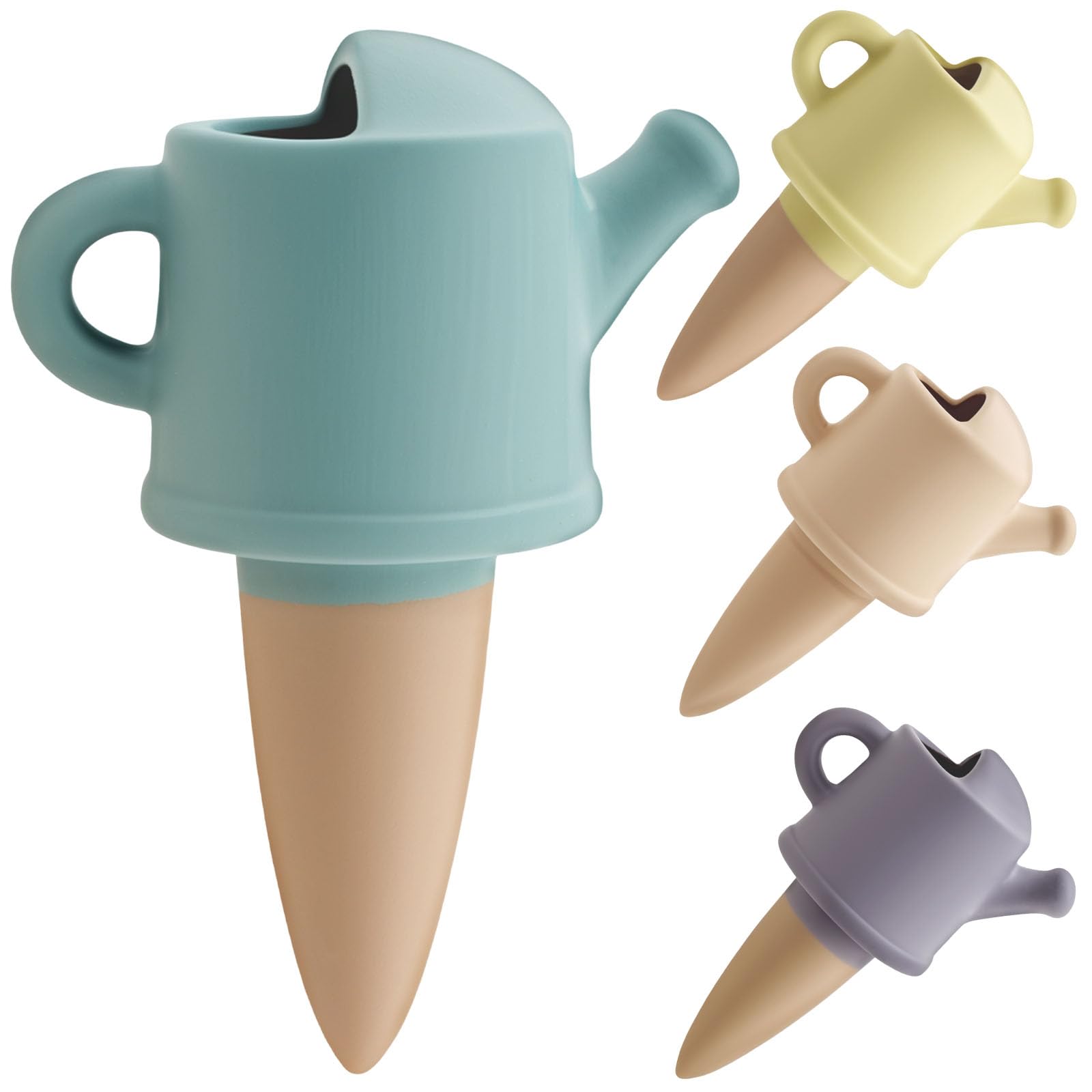 KTCINA 4Pcs Clay Tips Irrigation Self Watering Spikes Plant Terracotta Watering Globes Ceramic Water Irrigation Spike Automatic Garden Waterer for Outdoor, Indoor Plants, Wine Bottle