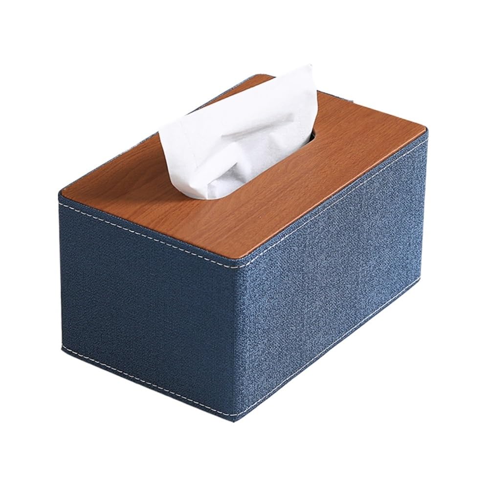 Tissue Holder Dispenser Fabric Tissue Box Square Clashing Colour for Home Hotel Toilet Desktop for Living Room(Blue)