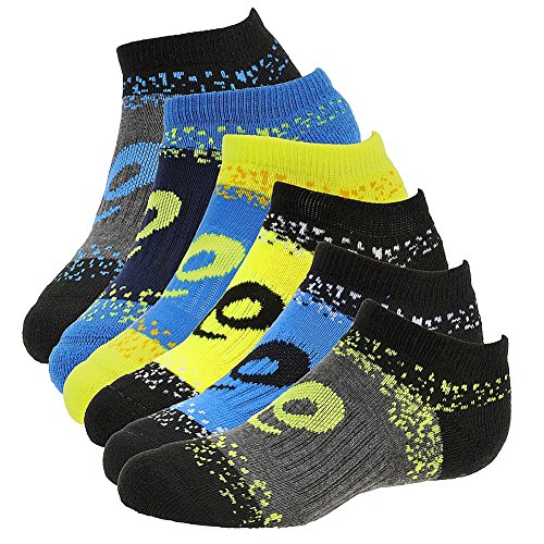 ASICS Youth Splatter No Show Yellow Ribbon Socks