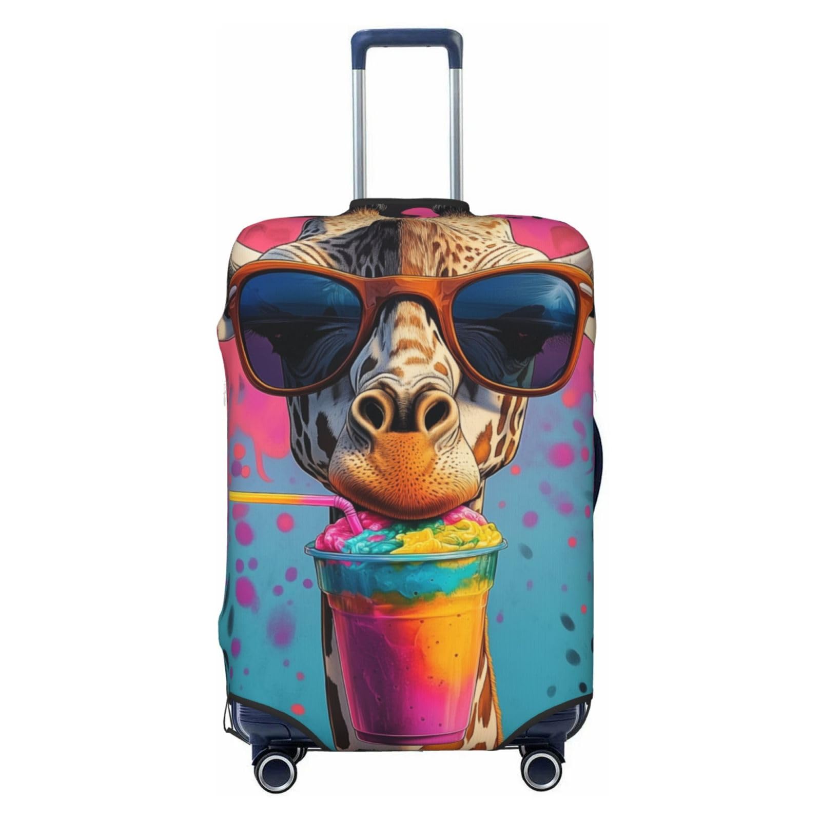 Housse de protection élastique pour valise de voyage - Encre abstraite - Anti-rayures - Convient aux bagages de 45,7 à 55,9 cm, Girafe aquarelle, M(23"-26" Suitcase)