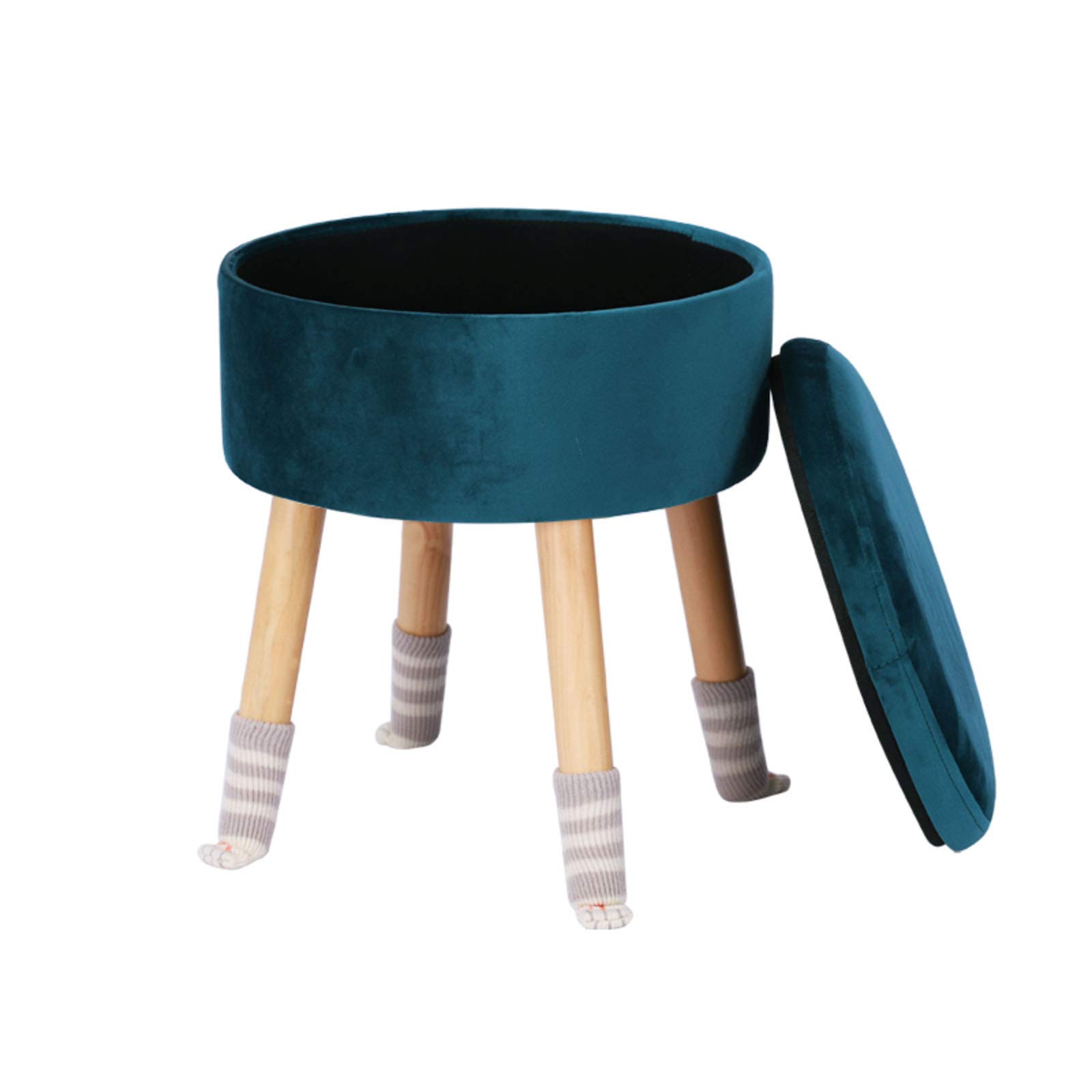 Pouf rond nordique pour salon et chambre repose-pieds scandinave bleu vert