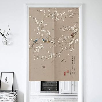 MYRU Japanese Curtain Noren Entrance Feng Shui Door Curtain Flower, 33.5 Inches x 59 Inches