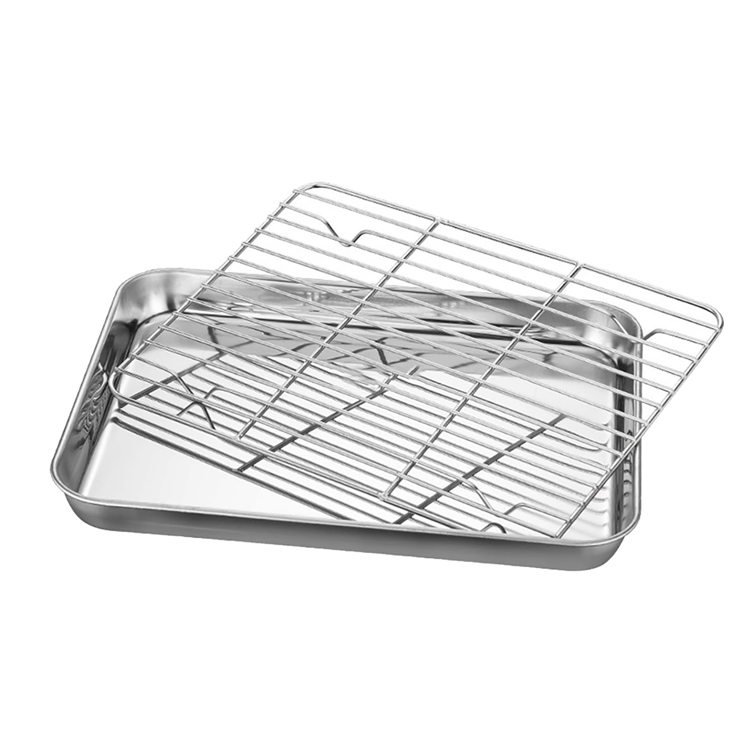 Teglia Forno Quadrata Acciaio Inox 20cm Con Griglia - Per Biscotti, Arrosti E Cottura Sana