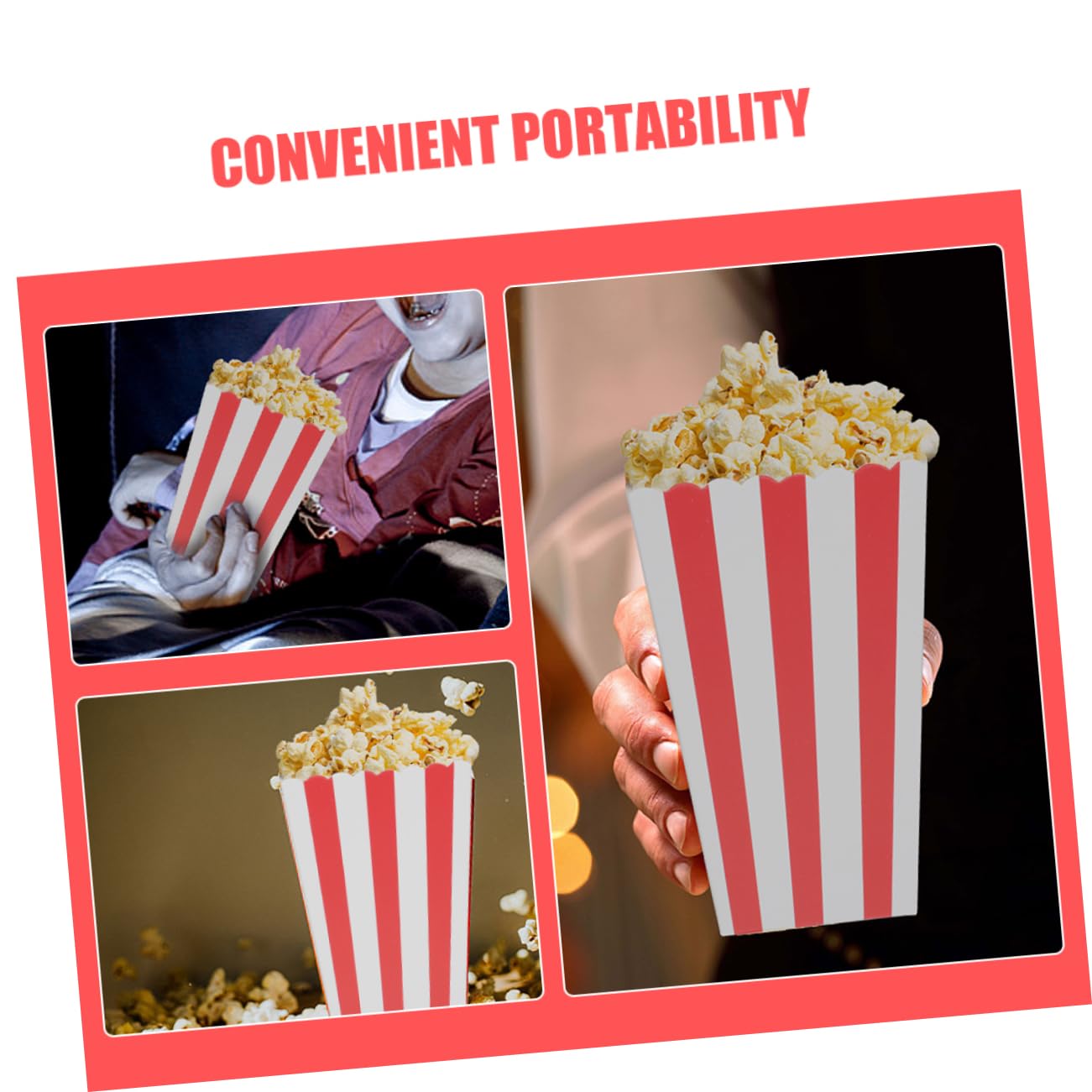 Cubo de Palomitas de Maíz de Papel 50 Piezas para Fiestas | Vasos Desechables, Uso Versátil para Snacks y Algodón de Azúcar, Diseño Atractivo para Eventos Temáticos
