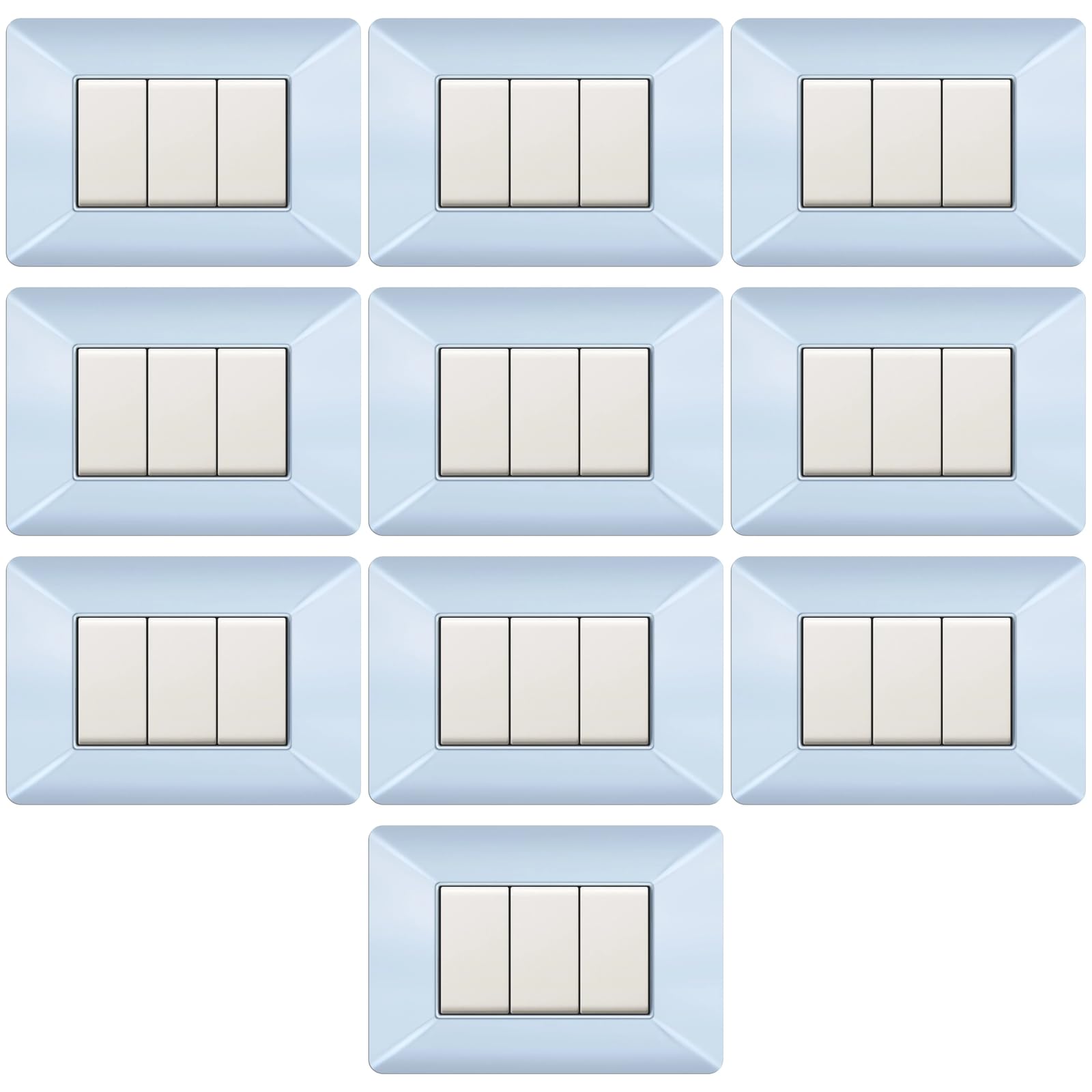 Plaques de finition 3 modules bleues série civile italienne