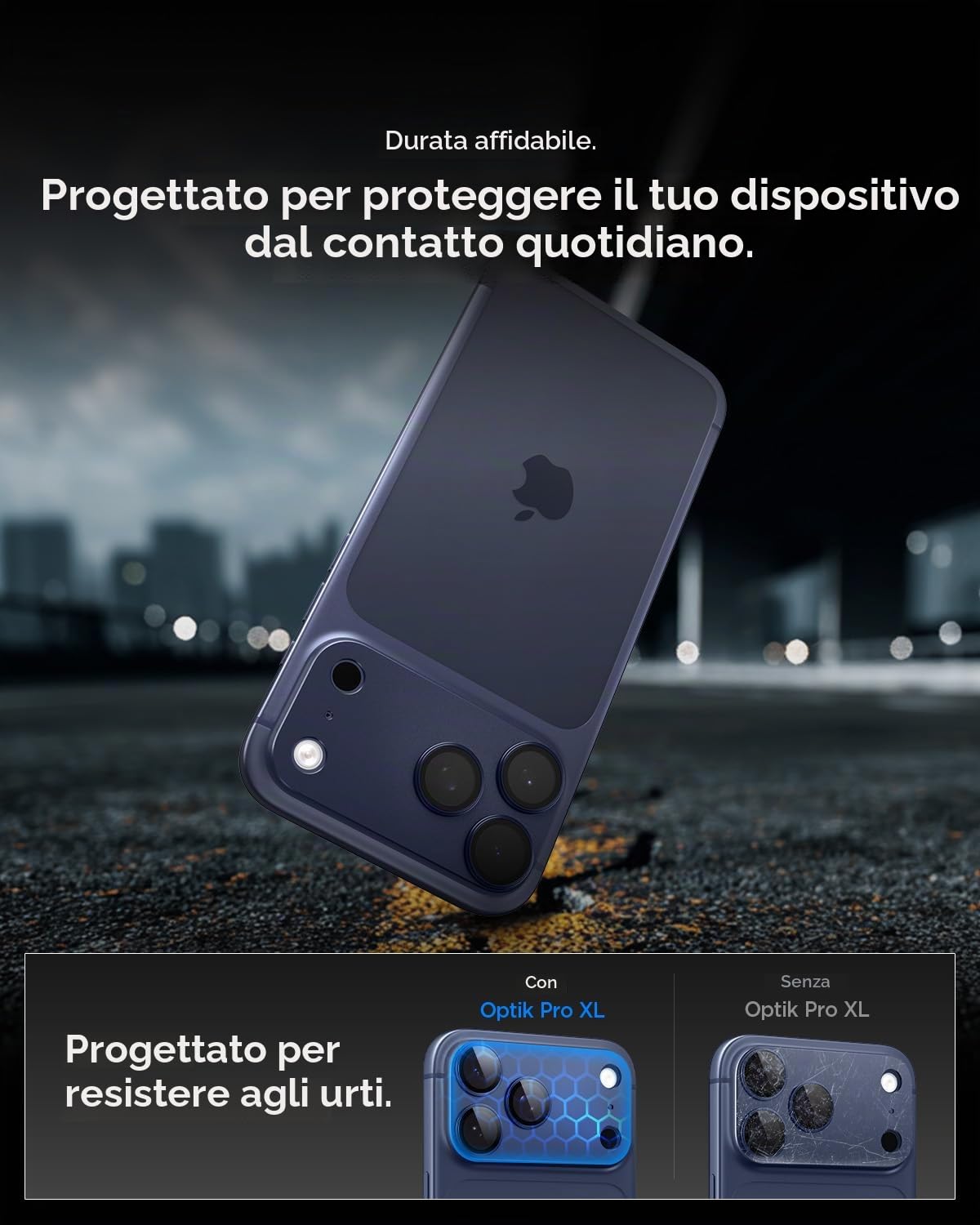 Spigen Glas.tR EZ Fit Optik Pro XL Protezione Fotocamera compatibile con iPhone 17 Pro, 1 Pezzi, Blu profondo, Anello Totale, Durezza 9H Pellicola prottetiva