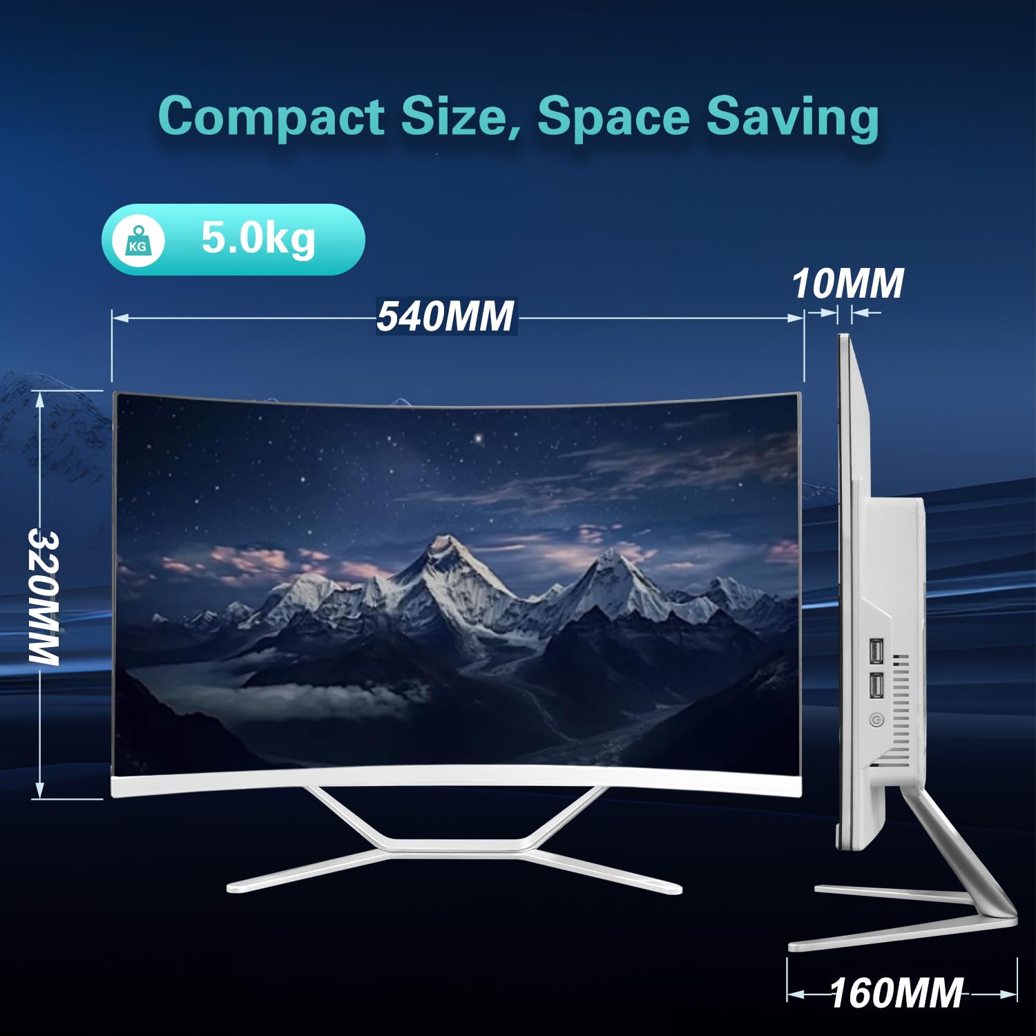PC Desktop Computer All in One FHD da 23,8", Processore i5-12450H 8 core, 16 GB RAM, SSD da 256 GB, WiFi, Bluetooth, Tastiera e Mouse Cablati, PC Windows 11 Pro (Pannello Curvo)